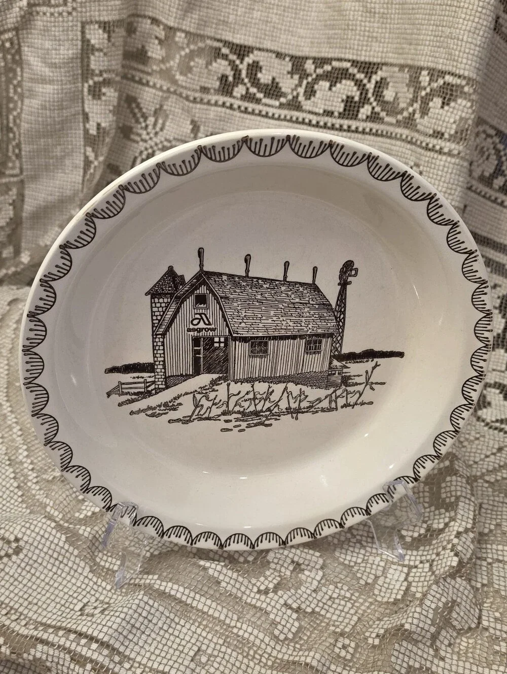 Vtg Asgrow Barn Pie Plate 10.5